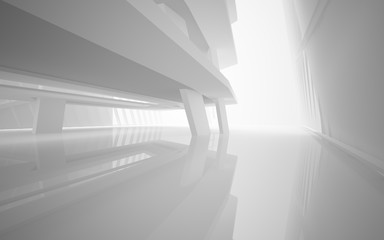 Abstract white interior of the future. 3D illustration and rendering