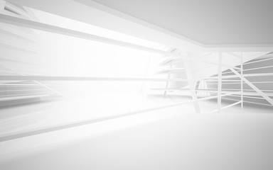 Abstract white interior of the future. 3D illustration and rendering