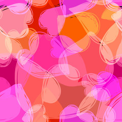 Doodle hearts seamless background. Retro holiday backdrop for Valentine Day.