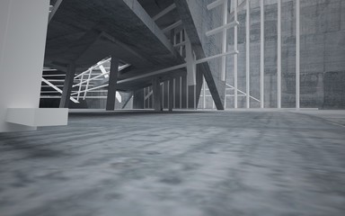 Abstract interior of concrete. Architectural background. 3D illustration and rendering 