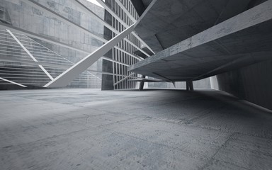 Abstract interior of concrete. Architectural background. 3D illustration and rendering 