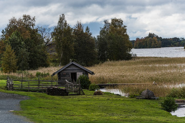 Wooden churches on island Kizhi on lake Onega, Russia