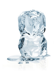 Melting ice cube on white background including clipping path