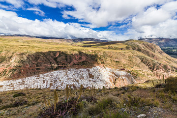 The valley of the Andes with Inca salt baths