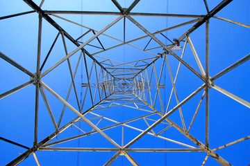 Electric power tower bottom view