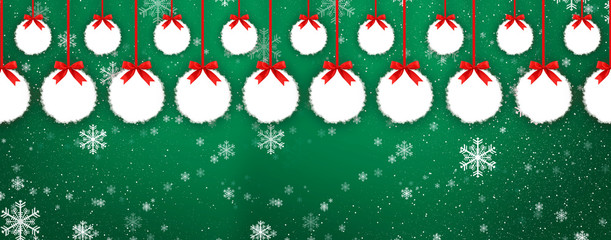  Empty winter, snow background, wooden table, empty scene of winter landscape. Abstract snowflakes, snow. Green Christmas banner, festive green background