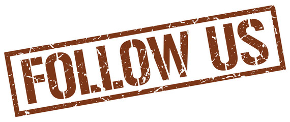 follow us brown grunge square vintage rubber stamp