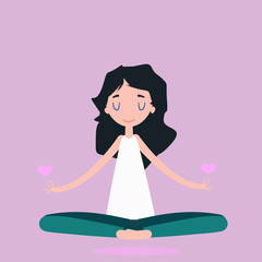 Woman in yoga lotus pose. Illustration.