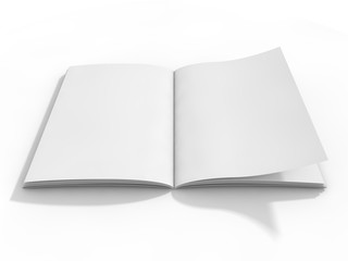 Blank page or notepad for mockup or simulations. 3D