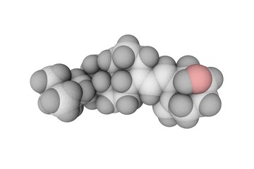 Molecular model of vitamin D3, cholecalciferol. Scientific background. 3d illustration
