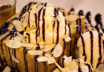 Toast with ice cream.