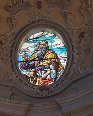 Stained glass. Evangelist Matthew