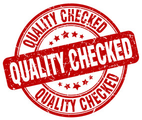 quality checked red grunge round vintage rubber stamp