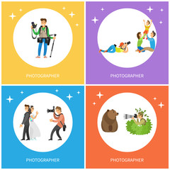 Photographer Making Pictures Bear, Wedding Couple