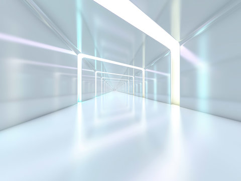 Abstract modern architecture background, empty open space interior. 3D