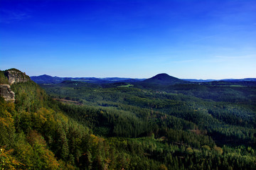 Summer forest & mountains view. Czech Republic.