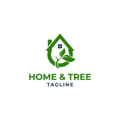 Home Tree Leaf Vector icon Illustration design template