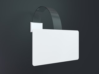 Blank wobbler hanging on wall mockup. 3D