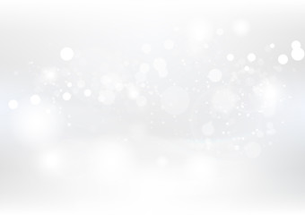 White abstract background, Christmas and new year, dust and particles scatter with stars blinking sparkle fantasy seasonal holiday celebration vector illustration