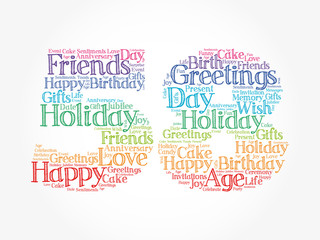 Happy 58th birthday word cloud collage concept
