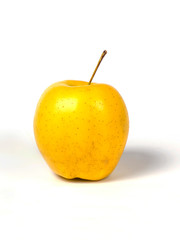 yellow apple on white background