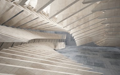 Abstract interior of concrete. Architectural background. 3D illustration and rendering 