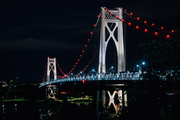 The Mid-Hudson Bridge at night, in Poughkeepsie, New York