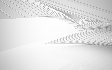 Naklejka premium Abstract white interior highlights future. Polygon drawing . Architectural background. 3D illustration and rendering