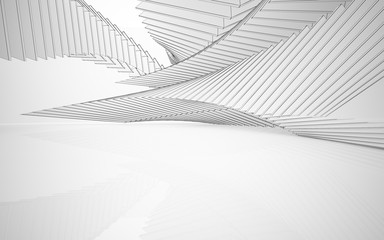 Naklejka premium Abstract white interior highlights future. Polygon drawing . Architectural background. 3D illustration and rendering