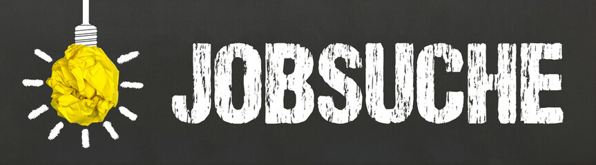 Jobsuche / Glühbirne auf Tafel