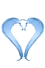 Heart from water splash isolated on white background