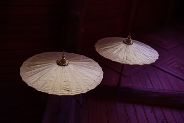 Ancient umbrella in the Thai temple