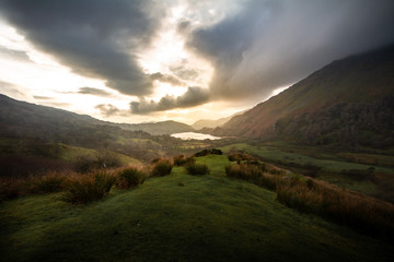 Plakat Stunning sunset view over Snowdonia National Park in Wales, UK.