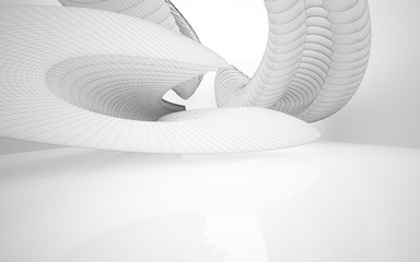 Naklejka premium Abstract white interior highlights future. Polygon drawing . Architectural background. 3D illustration and rendering