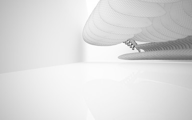 Abstract white interior highlights future. Polygon drawing . Architectural background. 3D illustration and rendering