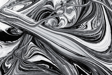 abstract background, white and black mineral oil paint on water