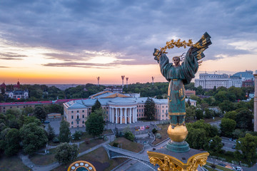 Kiew, Ukraine - Mai 2018: Denkmal der Unabhängigkeit der Ukraine in Kiew. Historische Sehenswürdigkeiten der Ukraine.