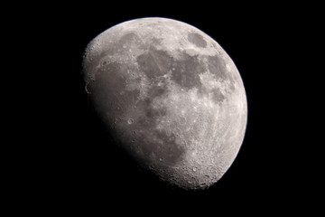 Gibbous moon, crescent, craters