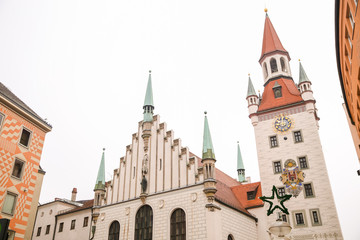 Fototapeta na wymiar Old City Hall and Marienplatz in Munich Germany