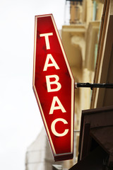 Illuminated French Red And White Sign Tabac