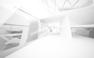 Abstract white interior of the future. 3D illustration and rendering