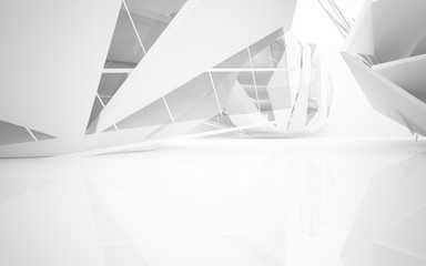 Abstract white interior of the future. 3D illustration and rendering