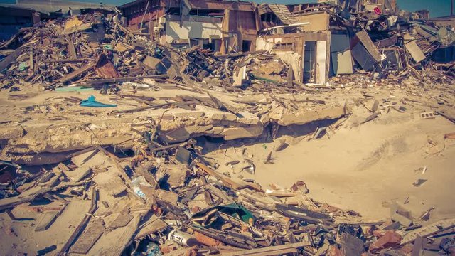 Massive destruction to personal homes after Super storm hurricane Sandy devastated coastal towns.
