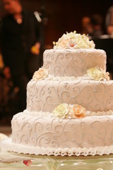wedding cake with white flowers