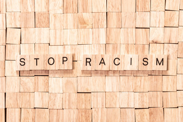 Stop Racism spelled out in wooden letters