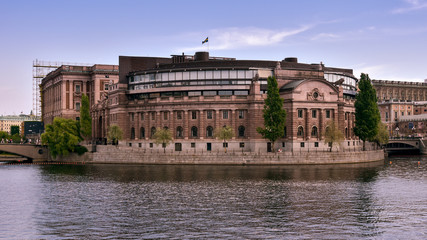 West view of the Riksdagshuset, Sweden's Parliament House - Stockholm, Sweden