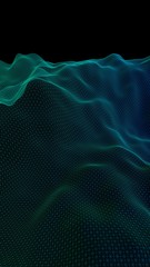 Abstract landscape background. Cyberspace grid. Hi-tech network. Vertical image orientation. 3D illustration