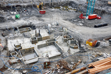 Construction Site in the Downtown District of Dublin Ireland