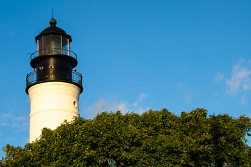 lighthouse on background of blue sky in key west florida