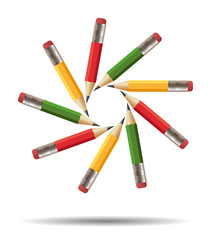 Colorful pencils in a circle